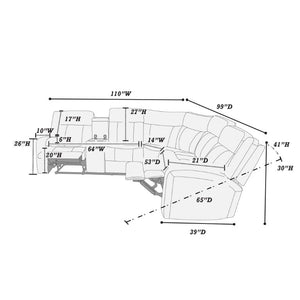 English Elm Brown PU Leather Gel Reclining L-Shaped Sectional with Console and Cup Holders B011S04553