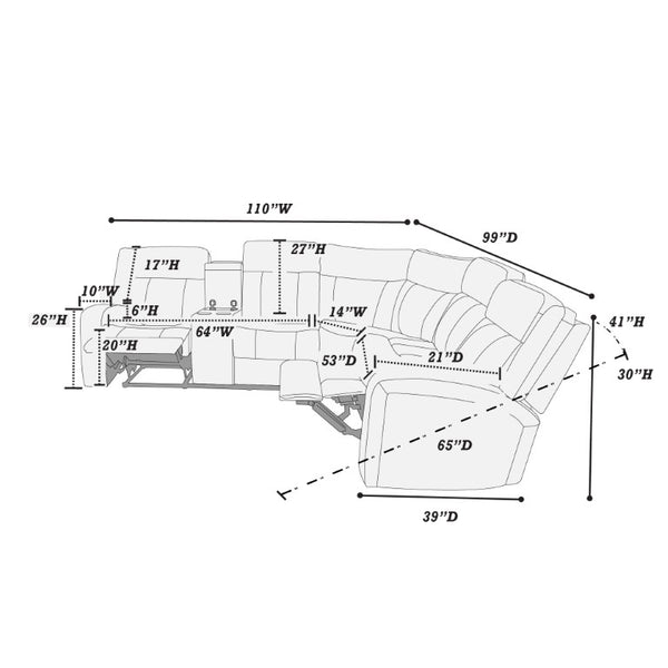 English Elm Brown PU Leather Gel Reclining L-Shaped Sectional with Console and Cup Holders B011S04553