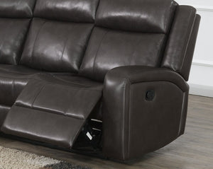 English Elm Brown PU Leather Gel Reclining L-Shaped Sectional with Console and Cup Holders B011S04553