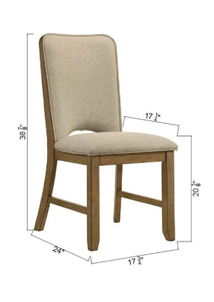 English Elm 5Pc Solid Wood Expandable Dining Set with Upholstered Chairs for Rustic Rooms Brown 18" Extendable Leaf Table Plank-style Top B011S04555
