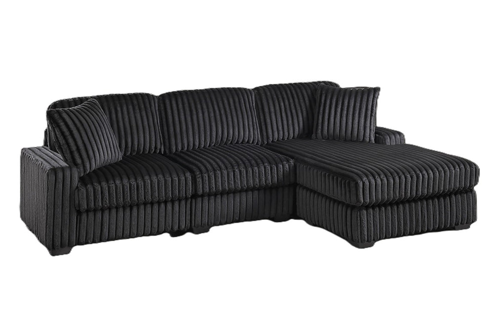 English Elm Onyx Jumbo Corduroy 2 Piece Sectional with Reversible Chaise for Modern Living Rooms B011S04556