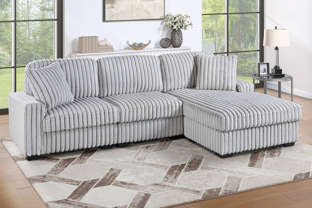 English Elm Mink Gray Corduroy Sectional with Reversible Chaise for Contemporary Living Rooms B011S04557