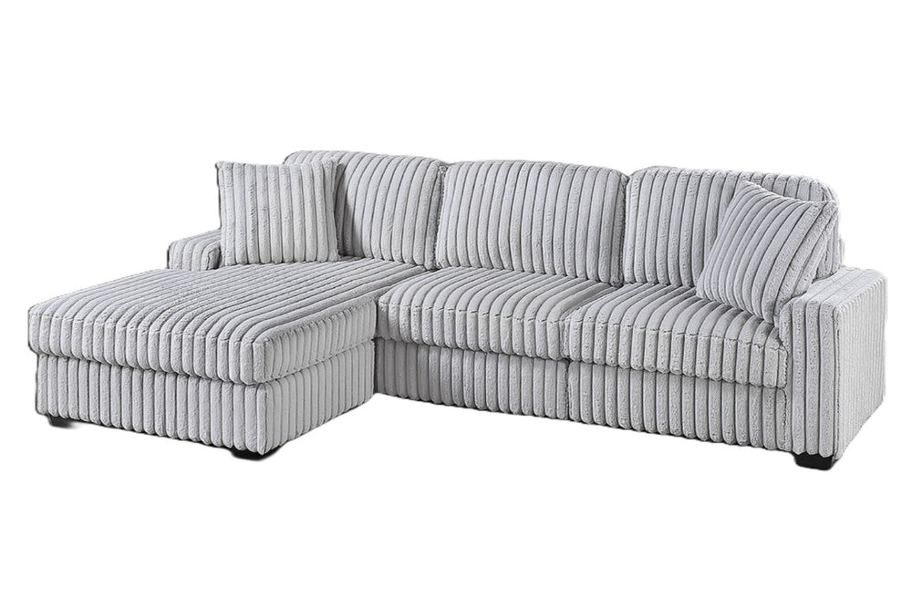 English Elm Mink Gray Corduroy Sectional with Reversible Chaise for Contemporary Living Rooms B011S04557