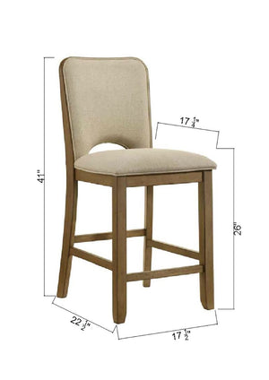 English Elm 7Pc Counter Height Extendable Dining Set Plank Top Table Six Upholstered Chairs B011S04560
