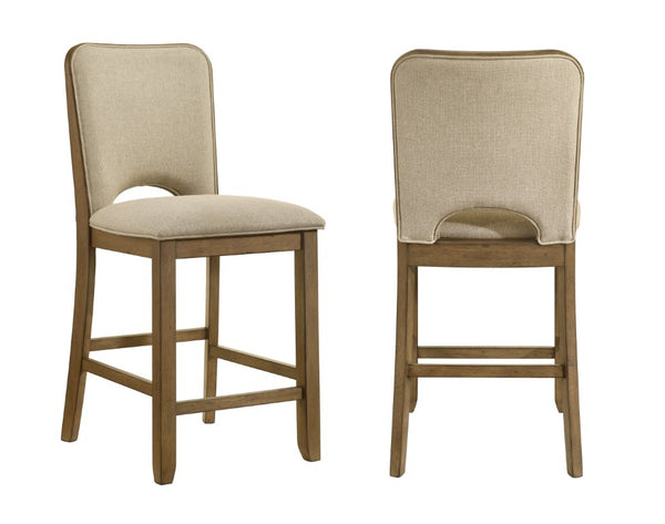 English Elm 5Pc Rustic Plank Top Extendable Counter Dining Set with Padded Upholstered Chairs B011S04562
