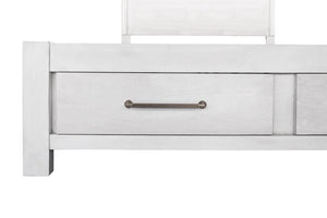 English Elm Antique White 3 Piece Bedroom Set with LED Headboard Storage Platform Bed and Chest B011S04567