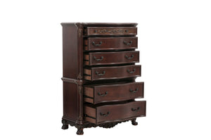 English Elm Queen Sleigh Bed Five Piece Suite Cherry Burl Veneer Traditional Bedroom Collection B011S04571
