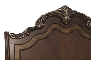 English Elm Queen Sleigh Bed Five Piece Suite Cherry Burl Veneer Traditional Bedroom Collection B011S04571