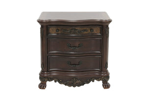 English Elm Queen Sleigh Bed Five Piece Suite Cherry Burl Veneer Traditional Bedroom Collection B011S04571