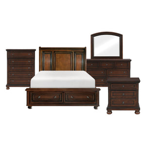 English Elm California King 5 Piece Bedroom Set Birch Veneer Cherry Finish Traditional Suite B011S04575