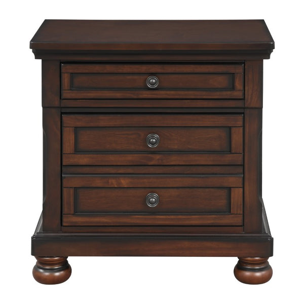 English Elm Queen Bedroom Set with Storage Footboard Dresser Chest Nightstand in Brown Cherry B011S04577