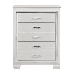 English Elm California King Glam Bedroom Set with LED Lacquer Finish and Crystal Hardware B011S04583