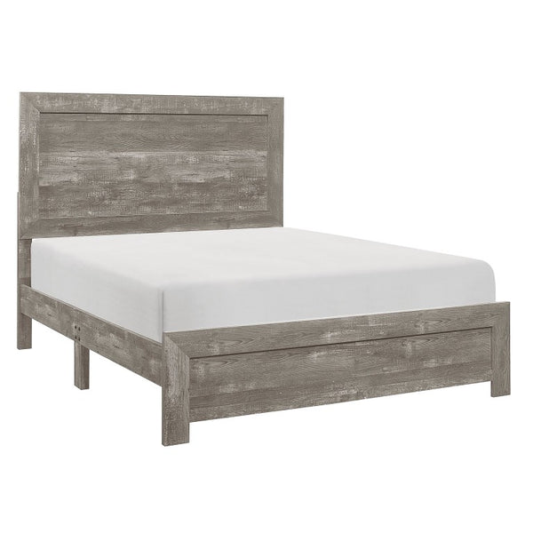 English Elm Queen Bedroom Set 5 Piece Gray Wood Grain Finish with Industrial Bar Pulls B011S04599