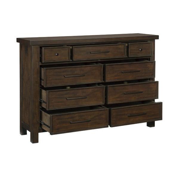 English Elm California King Sleigh Bed Set Mango Veneer Warm Brown 5 Piece Transitional Suite B011S04606