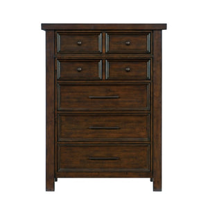 English Elm California King Sleigh Bed Set Mango Veneer Warm Brown 5 Piece Transitional Suite B011S04606