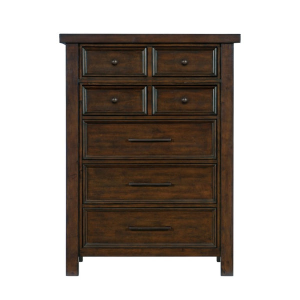 English Elm California King Sleigh Bed Set Mango Veneer Warm Brown 5 Piece Transitional Suite B011S04606