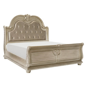 English Elm Queen Sleigh Bed Set Five Piece Old World Carved Cherry Bedroom Collection B011S04636