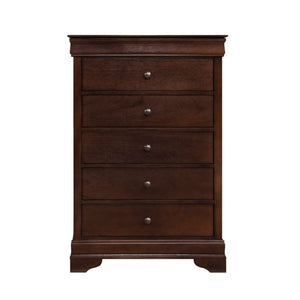 English Elm Queen Sleigh Bedroom Set Five Piece Louis Philippe Okume Veneer Dark Cherry Suite B011S04642