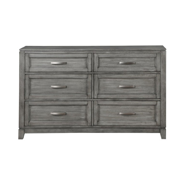 English Elm California King 5 Piece Bedroom Set Gray Okume Veneer Transitional Rustic Collection B011S04650