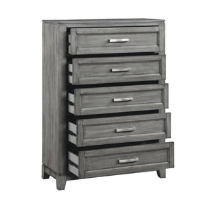 English Elm California King 5 Piece Bedroom Set Gray Okume Veneer Transitional Rustic Collection B011S04650