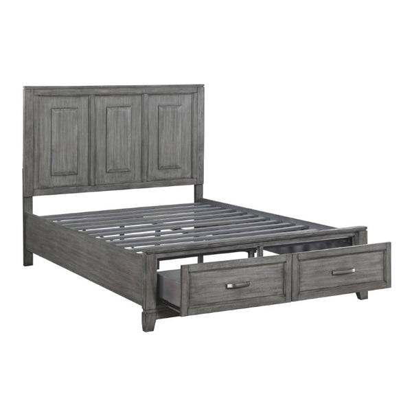 English Elm California King 5 Piece Bedroom Set Gray Okume Veneer Transitional Rustic Collection B011S04650