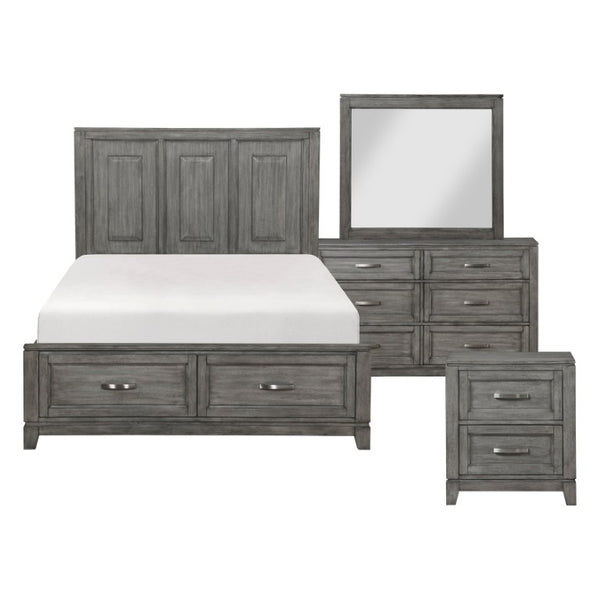 English Elm Full Bed Dresser Mirror Nightstand Set Okume Veneer Gray Modern Farmhouse Bedroom B011S04653