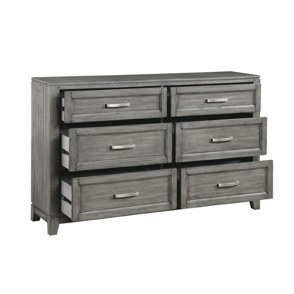 English Elm Full Bed Dresser Mirror Nightstand Set Okume Veneer Gray Modern Farmhouse Bedroom B011S04653