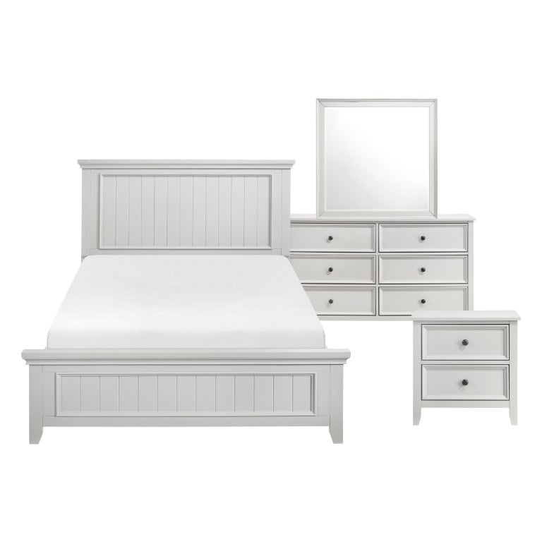 English Elm California King Farmhouse Bedroom Set Shiplap Panel Off-White Solid Wood 4 Piece B011S04659