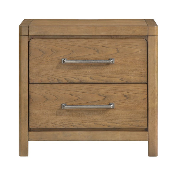 English Elm California King Hickory Veneer Bedroom Set with Storage Bed Dresser Mirror Nightstand B011S04667