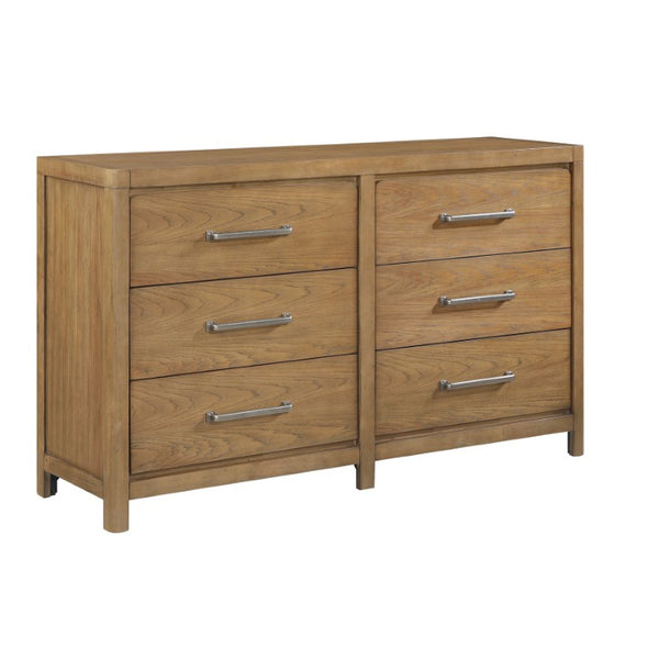 English Elm California King Hickory Veneer Bedroom Set with Storage Bed Dresser Mirror Nightstand B011S04667