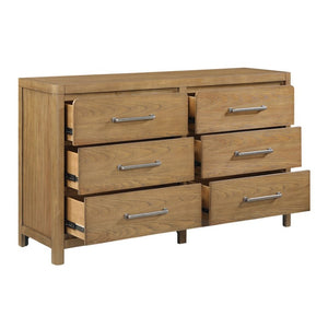 English Elm California King Hickory Veneer Bedroom Set with Storage Bed Dresser Mirror Nightstand B011S04667