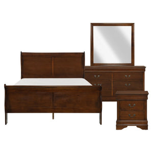 English Elm California King Sleigh Bedroom Set Louis Philippe Okume Veneer Cherry Finish 4 Piece B011S04673