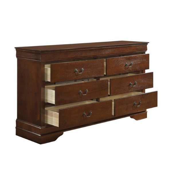English Elm California King Sleigh Bedroom Set Louis Philippe Okume Veneer Cherry Finish 4 Piece B011S04673