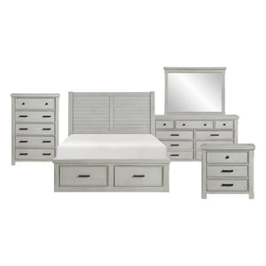 English Elm Eastern King 5 Piece Bedroom Set Acacia Veneer Gray Finish with Under Bed Storage B011S04707