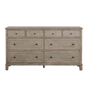 English Elm Eastern King Canopy Bed Set Gray Oak Veneer Five Piece Transitional Bedroom Suite B011S04754
