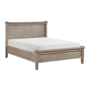 English Elm Eastern King Canopy Bed Set Gray Oak Veneer Five Piece Transitional Bedroom Suite B011S04754