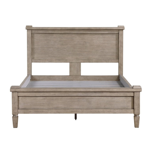 English Elm Eastern King Canopy Bed Set Gray Oak Veneer Five Piece Transitional Bedroom Suite B011S04754