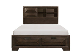 English Elm California King Bedroom Set Espresso Birch Veneer with Bookcase Headboard 4 Piece B011S04805