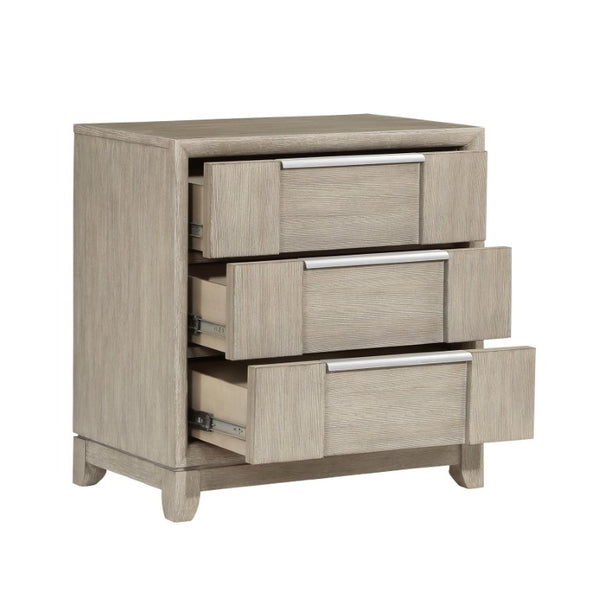 English Elm Eastern King Bedroom Set with Ash Veneer Dresser Mirror and Nightstand in Gray B011S04809