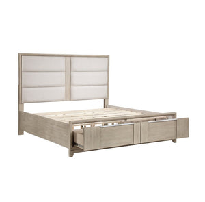 English Elm Eastern King Bedroom Set with Ash Veneer Dresser Mirror and Nightstand in Gray B011S04809