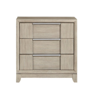 English Elm Eastern King Bedroom Set with Ash Veneer Dresser Mirror and Nightstand in Gray B011S04809