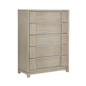 English Elm California King Bedroom Set Five Piece Ash Veneer Gray Upholstered Storage Bed B011S04812