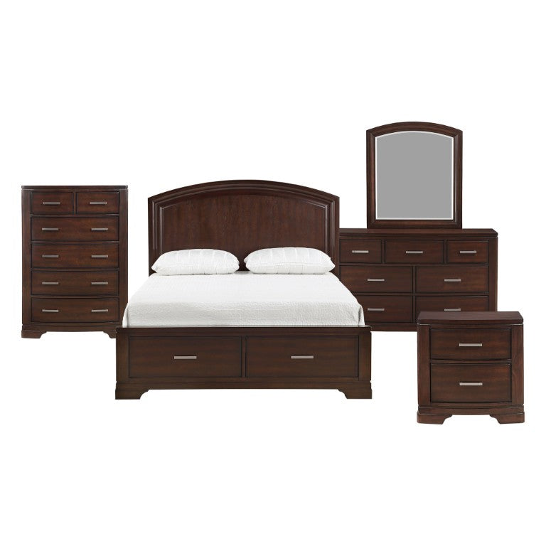 English Elm Twin Bedroom Set 5 Piece Cherry Birch Veneer with Chrome Hardware Transitional Style B011S04832
