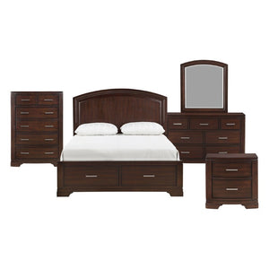 English Elm Twin Bedroom Set 5 Piece Cherry Birch Veneer with Chrome Hardware Transitional Style B011S04832