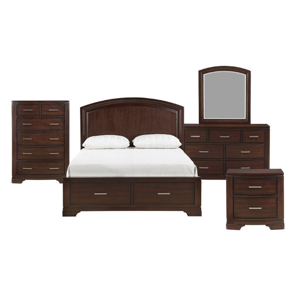 English Elm Twin Bedroom Set 5 Piece Cherry Birch Veneer with Chrome Hardware Transitional Style B011S04832