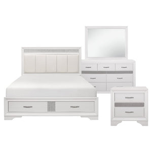 English Elm Queen Glam Bedroom Set with Channel Tufted Bed Dresser Mirror and Nightstand B011S04862
