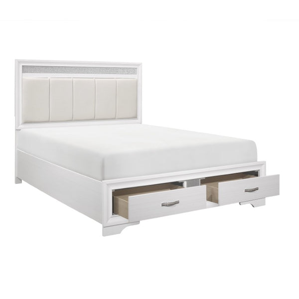 English Elm Queen Glam Bedroom Set with Channel Tufted Bed Dresser Mirror and Nightstand B011S04862