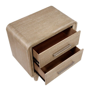 English Elm California King Bedroom Set Oak Veneer Chenille Upholstered Bed with Dresser Mirror Nightstand B011S04866