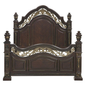 English Elm California King Bedroom Set Five Piece Old World Cherry Carved Wood Master Suite B011S04891