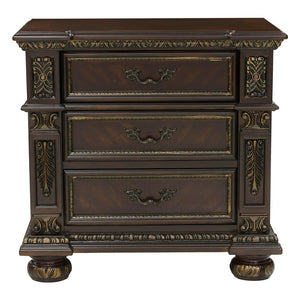 English Elm California King Bedroom Set Five Piece Old World Cherry Carved Wood Master Suite B011S04891